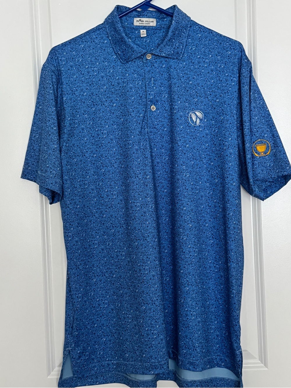 Peter Millar Summer Comfort blue golf shirt, size medium. Excellent condition!